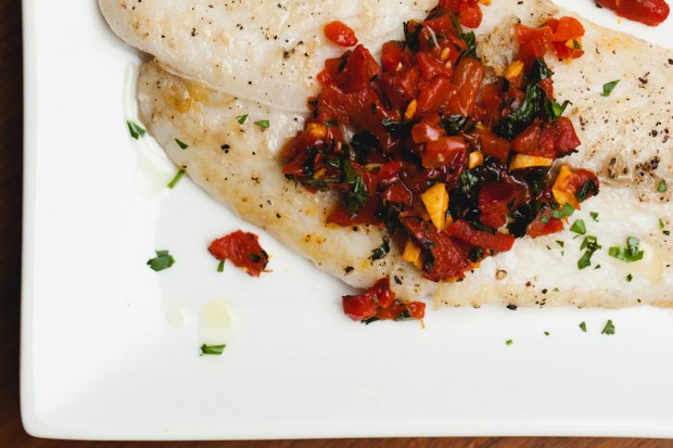 swai fish and roasted red peppers