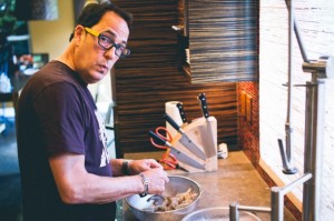 sam making shrimp tacos - the sam livecast