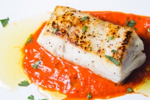 seared salmon with roasted red pepper sauce - the sam livecast