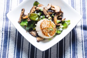 Scallops with Shiitake & Snow Peas - the sam livecast