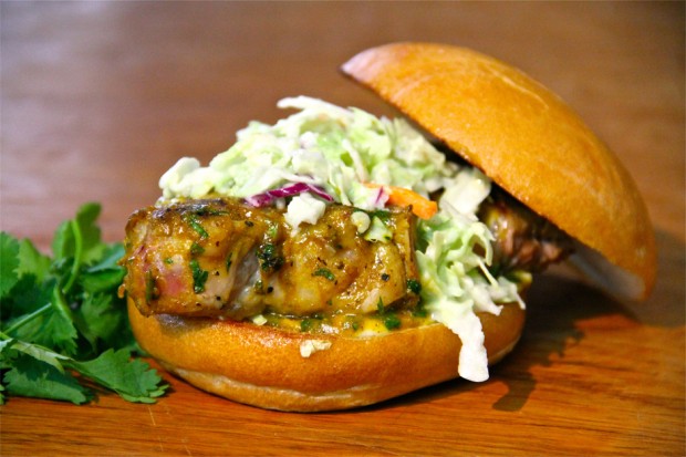 grilled pork loin burger - the sam livecast