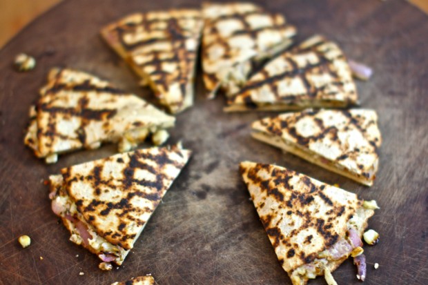 Corn/Onion/Goat Cheese Quesadilla - the sam livecast