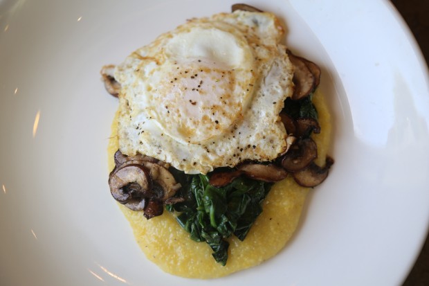 Quick Polenta with Spinach & Mushrooms & Fried Egg - the sam livecast