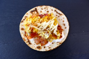 Egg, Hash Brown & Bacon Taco - the sam livecast