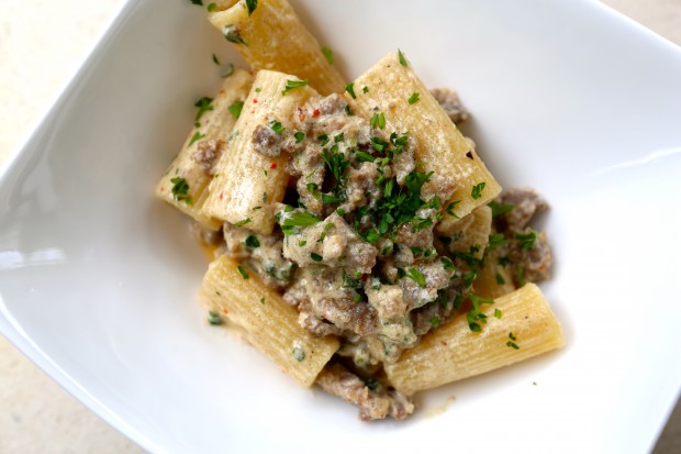 Bratwurst Pasta with Sour Cream - the sam livecast